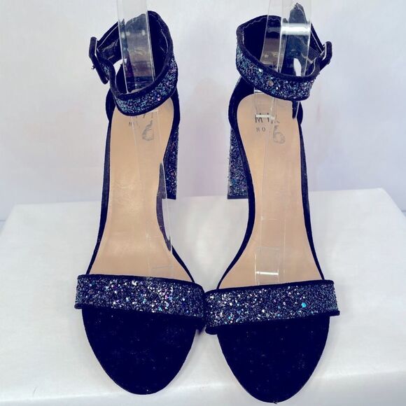 BLUE GLITTER ANKLE STRAP OPEN TOE 4” HEEL SANDAL SIZE 8.5 MIX NO. 6 - Picture 2 of 12